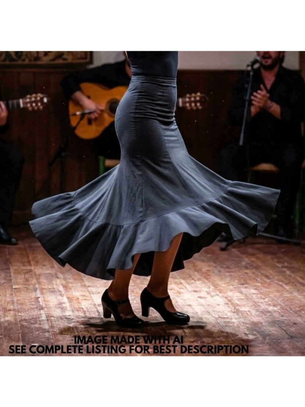 Y2K Asymmetric Ruffle Flamenco Skirt M Stretch Dance Costume Burlesque